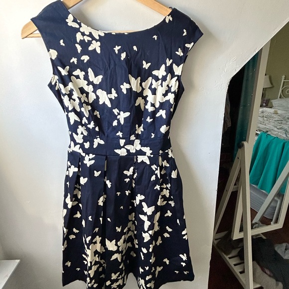 Navy Butterfly Print Dress - Picture 3 of 6